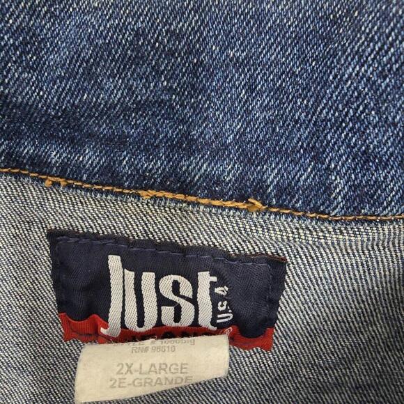 Y2K Just Jeans Denim Jacket Women's 2XL Blue Button Up Long‎ Sleeve Stretch 45-1 - Picture 6 of 10